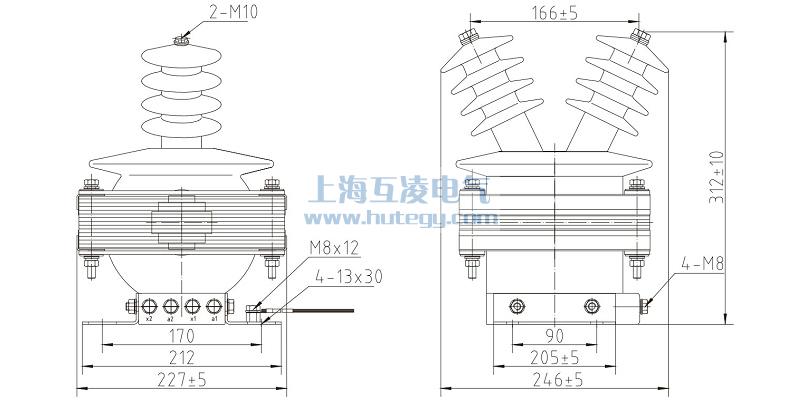FDEG8放電線圈外形尺寸，F(xiàn)DGE8/11/√3-1.7-1尺寸圖